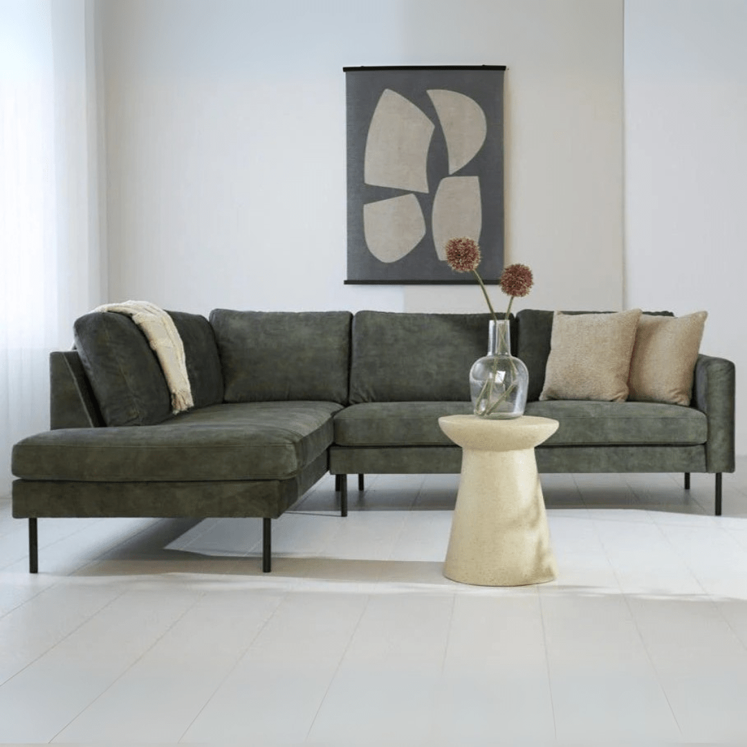 Sofas - Corner sofa green velvet high legs Gaya - left - Dimehouse
