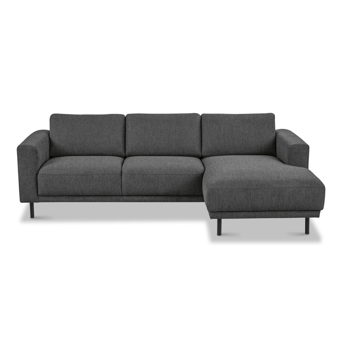 Sofas - Modern corner sofa with Chaise Longue Anthracite Fabric Aniko right 238x142x78 cm - Dimehouse