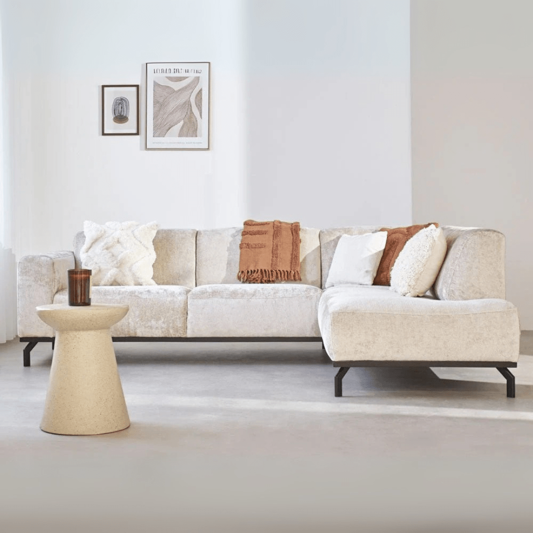 Sofas - Corner sofa with high legs beige velvet Chloe - right - Dimehouse