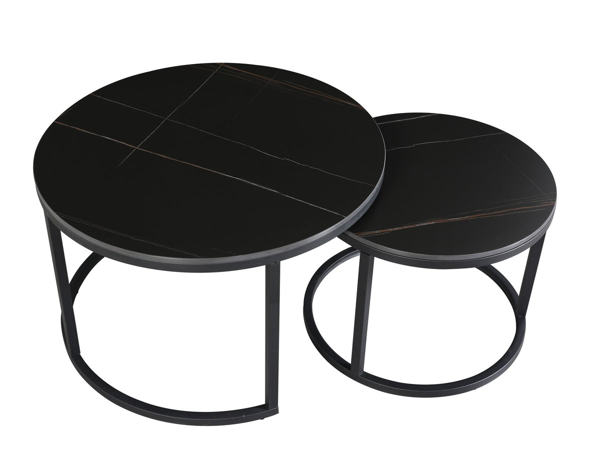 Coffee table Trevor Black Dimehouse Black LxWxH 80x80x13 Sintered stone White photo front view