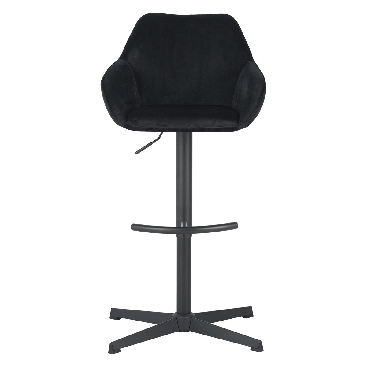Bar Stools - Venom Bar Stool Black Velvet - Adjustable Swivel Bar Chair with Armrest - Dimehouse