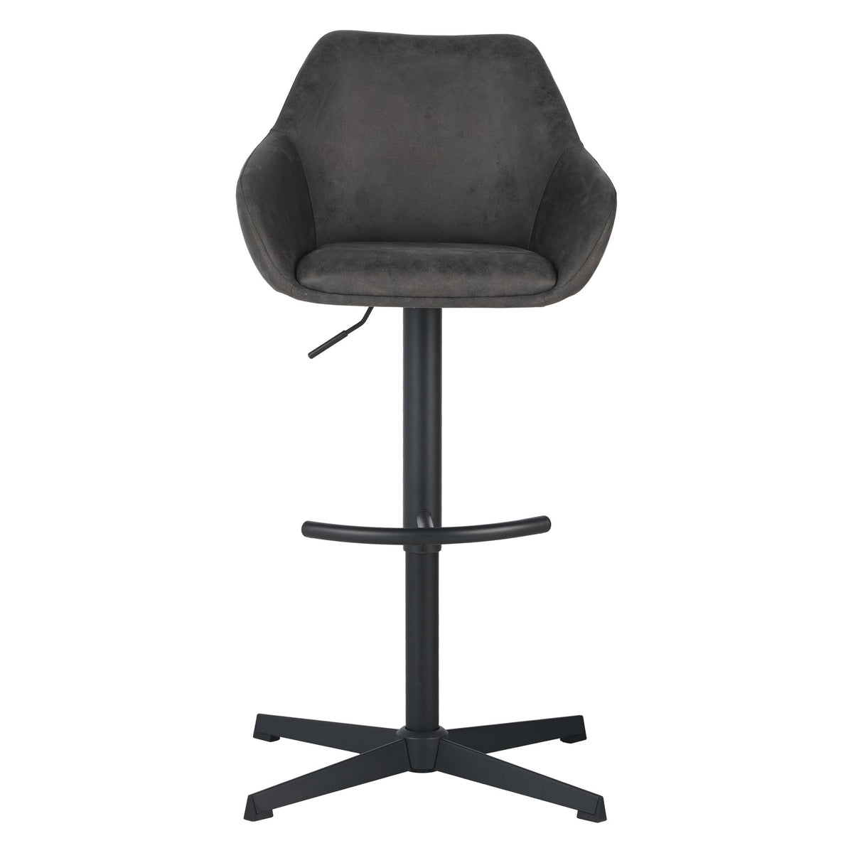 Bar Stools - Venom Bar Stool Anthracite Eco - leather - Adjustable Swivel Bar Chair with Armrest - Dimehouse