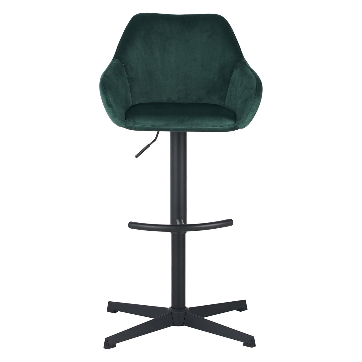 Bar Stools - Venom Bar Stool Green Velvet - Adjustable Swivel Bar Chair with Armrest - Dimehouse