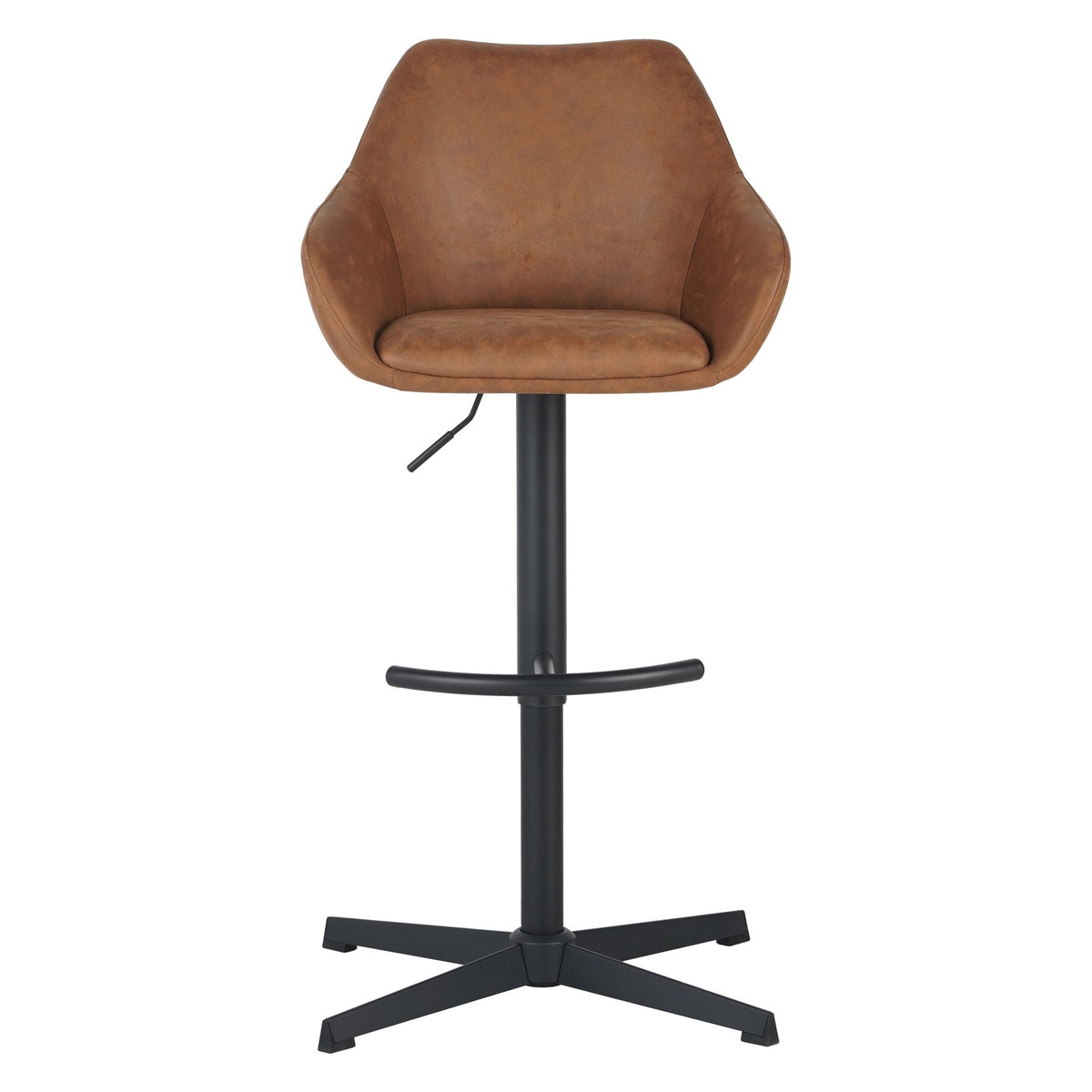 Bar Stools - Venom Bar Stool Cognac Eco - leather - Adjustable Swivel Bar Chair with Armrest - Dimehouse