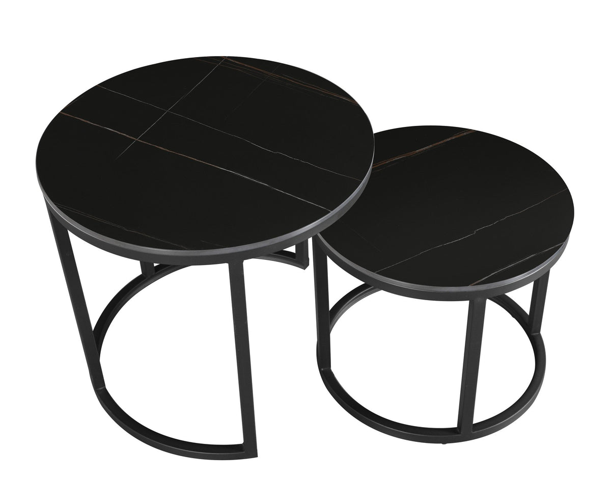 Coffee table Paige Black Dimehouse Black LxWxH 57x56x53 Sintered stone White photo front view