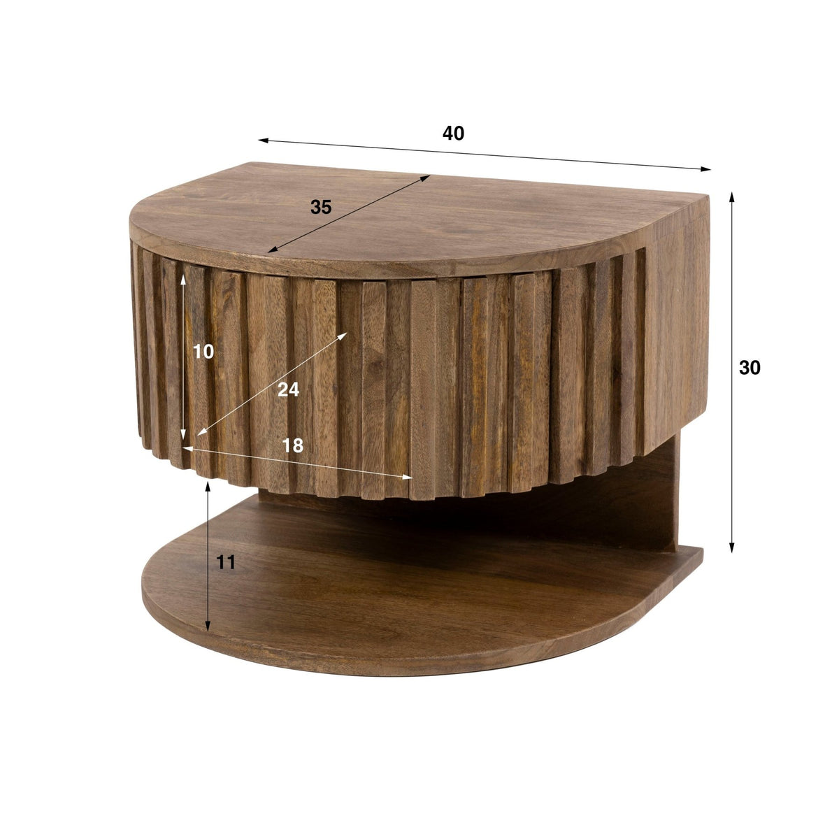 Bedside tables-Bedside table Ridge floating with open sand box Mango wood 40x35x30 cm -Dimehouse