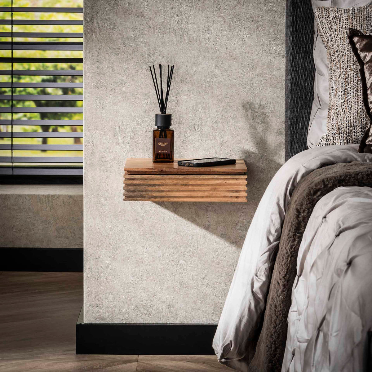 Bedside tables - Avela XS Bedside table 1 drawer solid acacia set of 2 - Dimehouse
