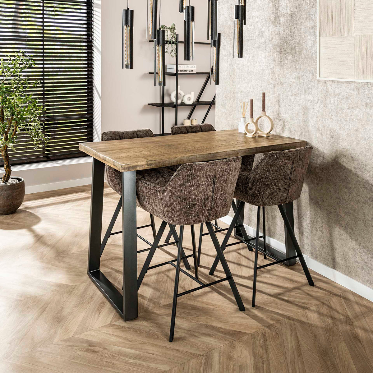 Bar tables - Industrial Bar table Mango wood Wyatt Blank 135x70 cm - Dimehouse