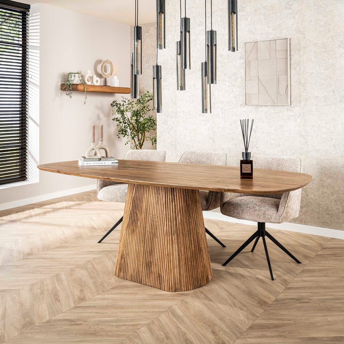 Dining tables - Dining table Sue 215 cm Mango wood Sand - Dimehouse