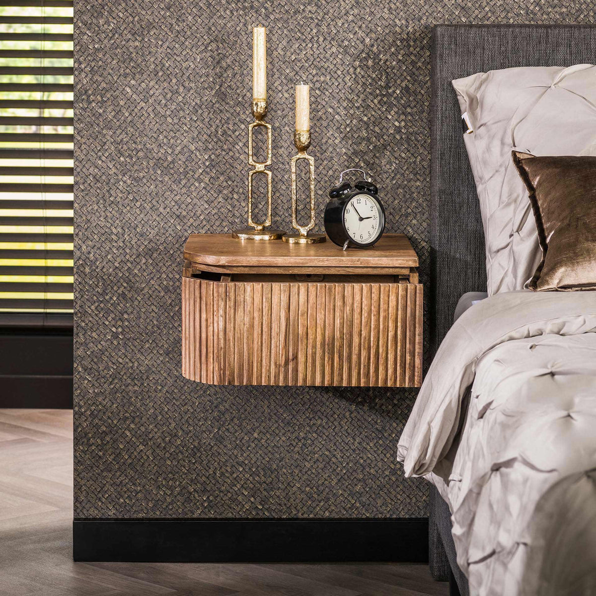 Bedside Tables - Floating Bedside Table Maria Set of 2 Mango wood - Dimehouse