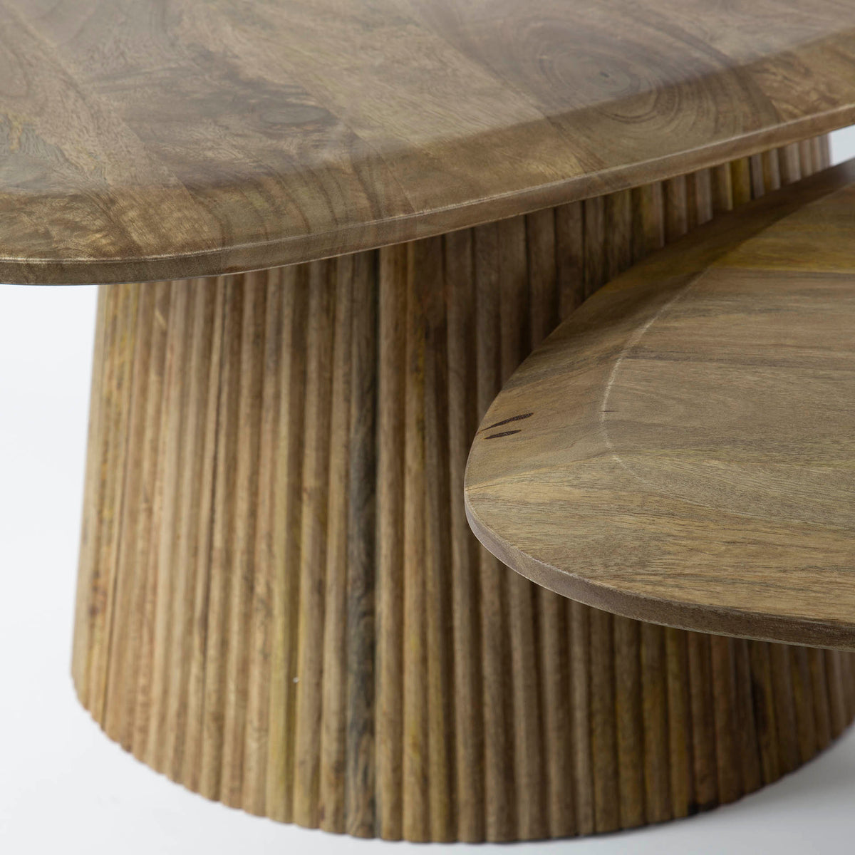 Coffee Tables - Mango Cove Triangular Coffee Table Set of 2 Solid Mango Sand - Dimehouse