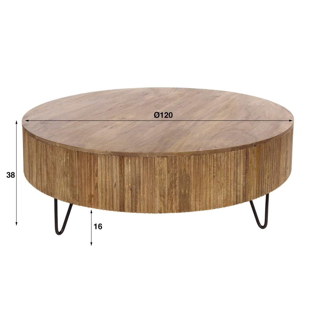 Coffee tables - Round Coffee Table Lio Mango wood Ø120 cm Sand color - Dimehouse