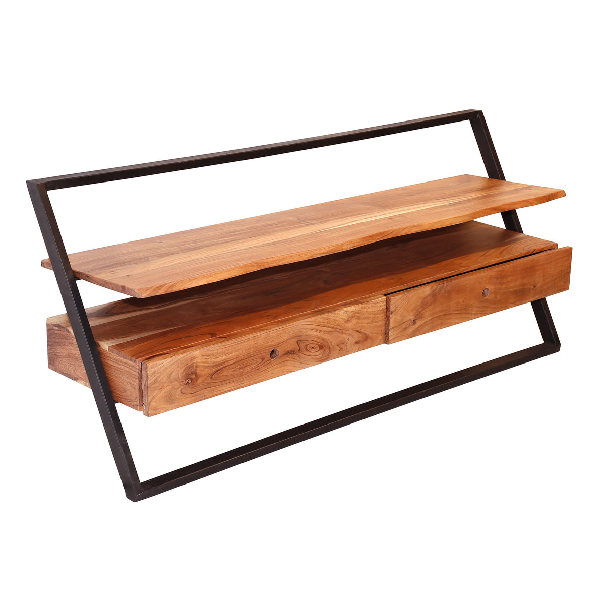TV Furniture Camila DH Interior Acacia LxWxH 147x74x22 Acacia wood White photo diagonal front view