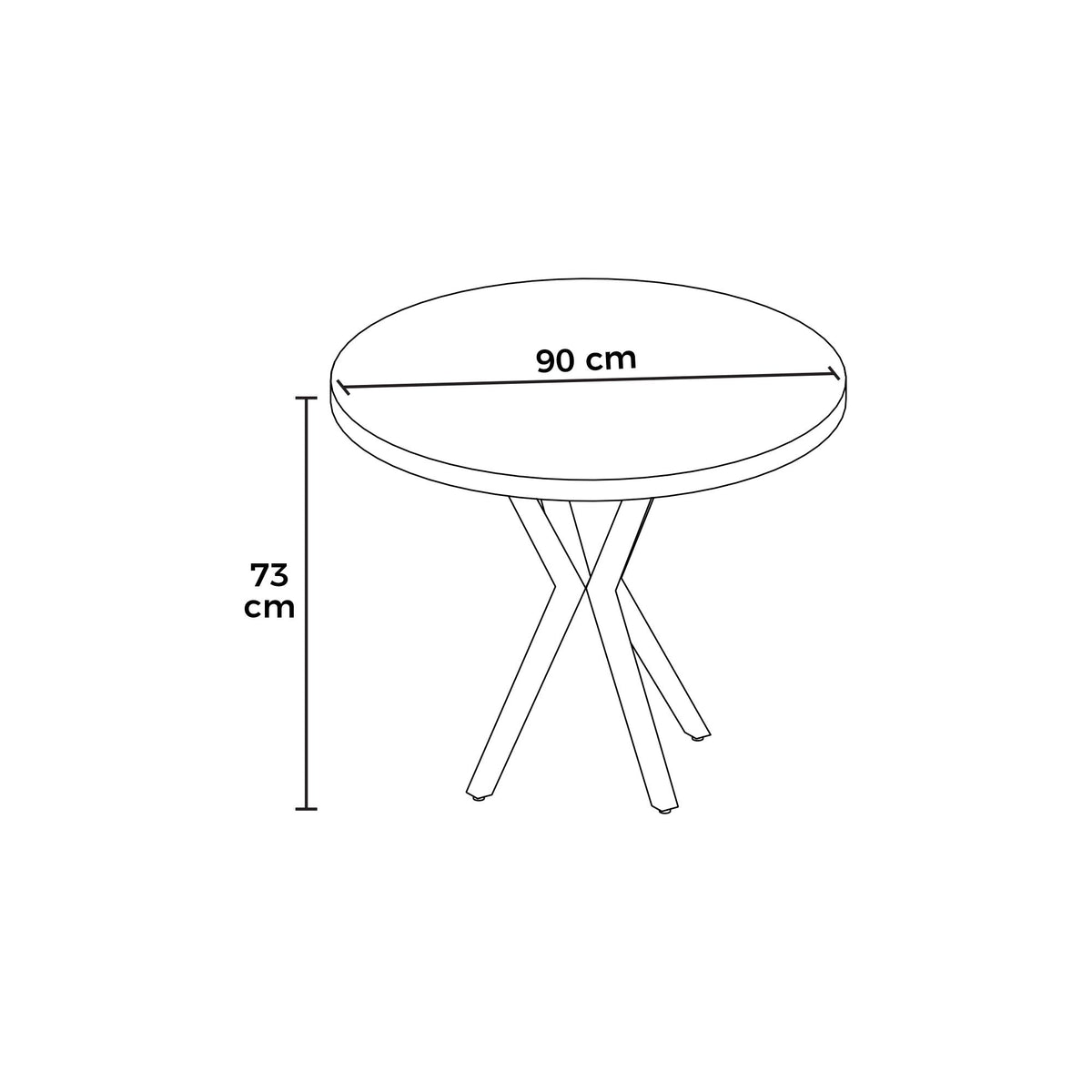 Agnes dining table baroque black oval 90 cm Melamine-coated wood composite