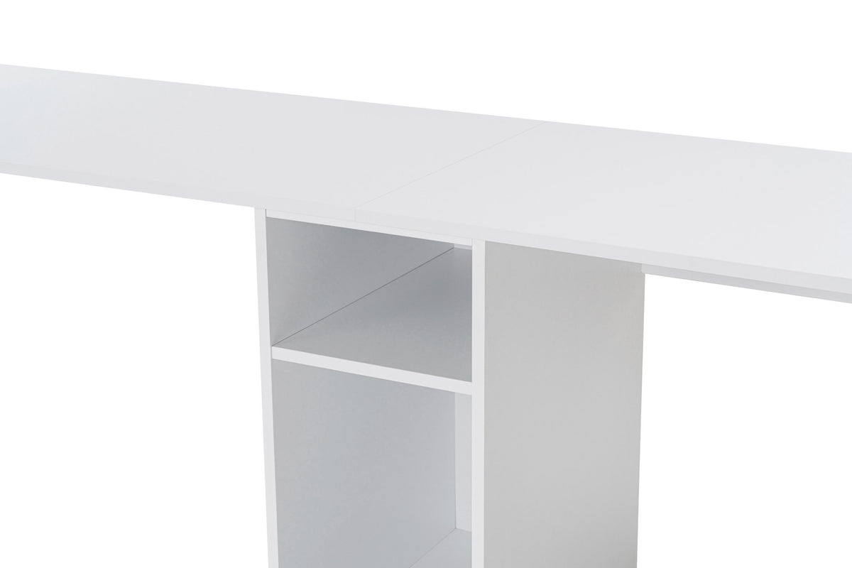Desks - Study desk Melamine 240x60 cm Twin Study Desk white and gold White Gold - Dimehouse