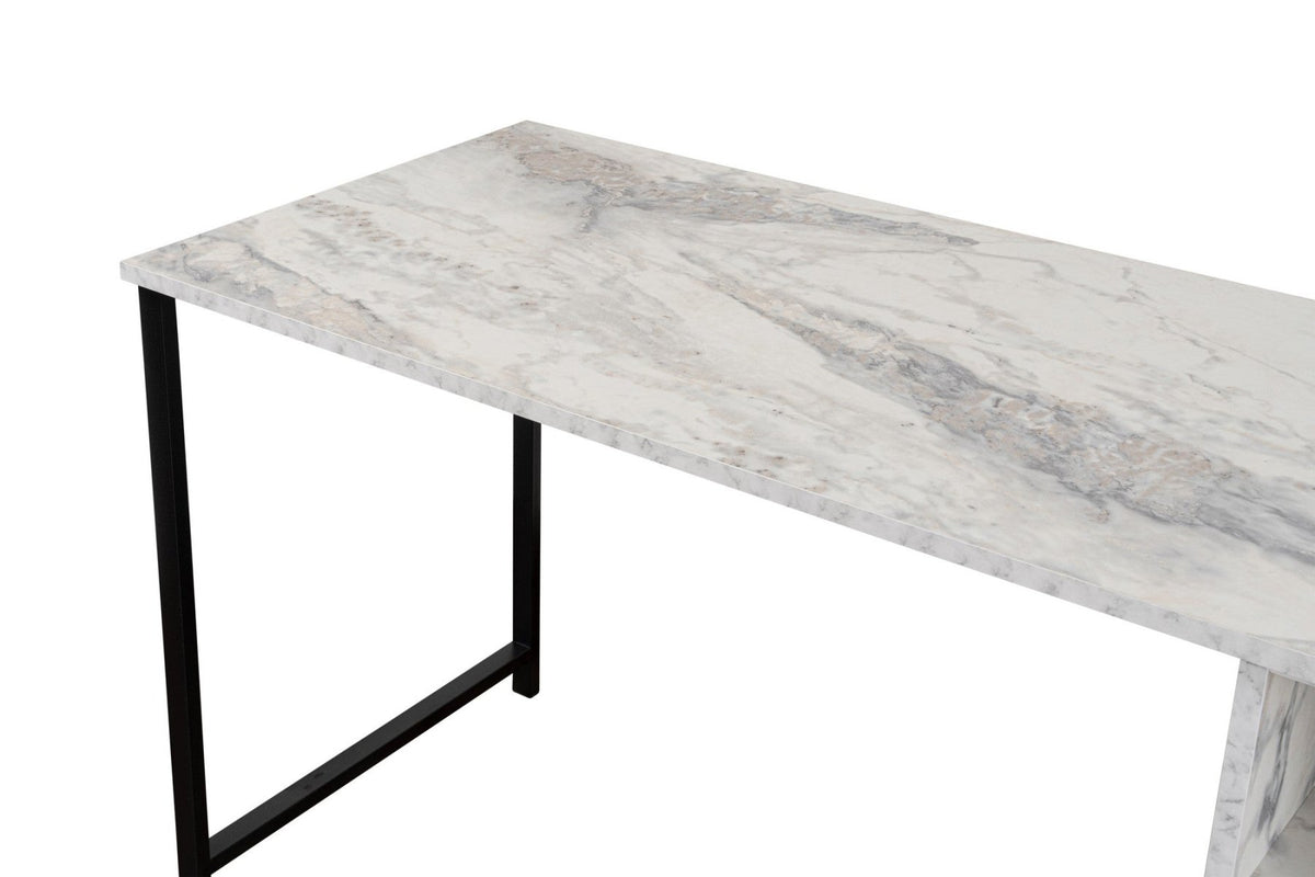 Desks - Twin Study Desk Study Desk Freesia Marble Black 240x60 cm Melamine - Dimehouse