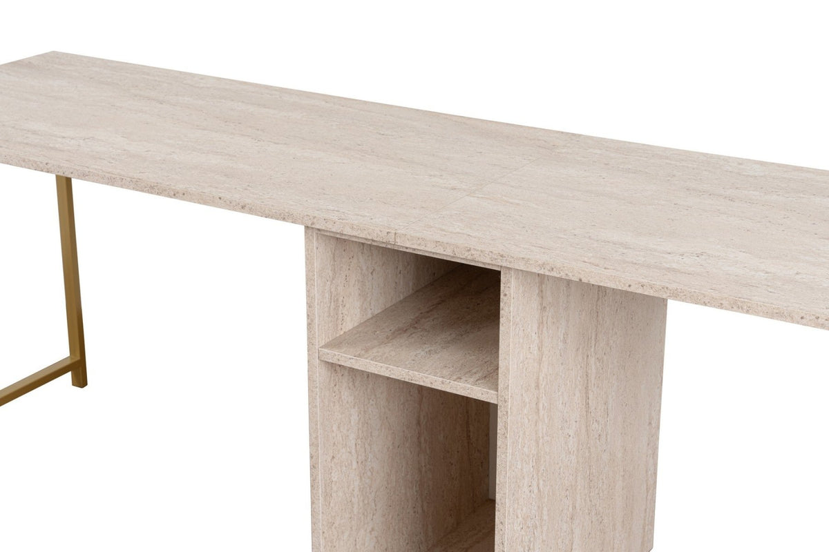 Desks - Study desk Twin Travertine Gold 240x60 cm Melamine - Dimehouse