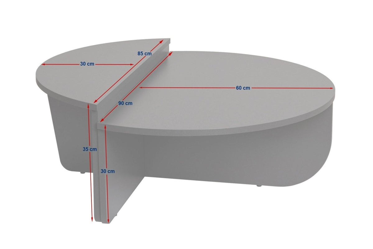 Coffee Tables - Round Coffee Table Atlantic Pine Wood Stepped Melamine 90 cm Orin - Dimehouse
