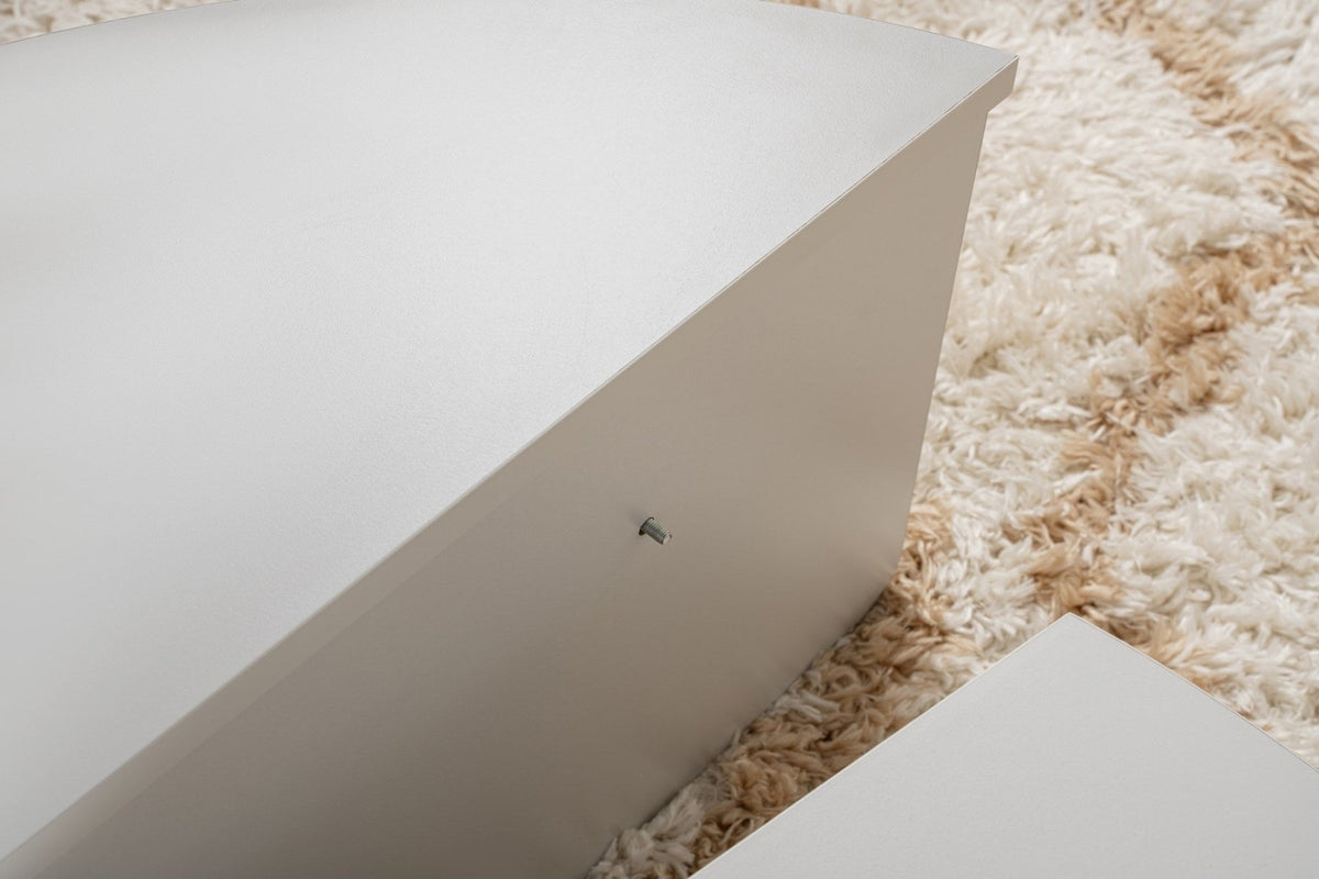 Coffee Tables - Round Coffee Table Gray Stepped Melamine 90 cm Orin - Dimehouse