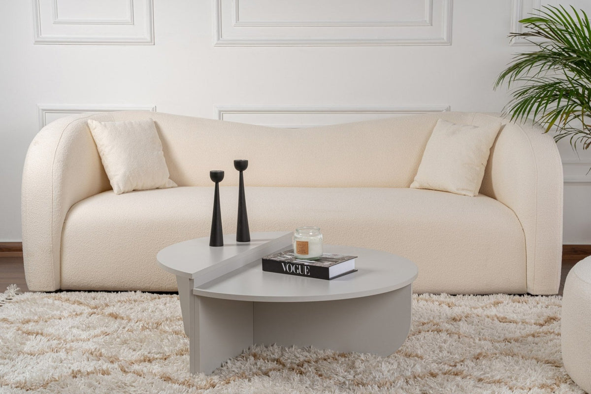 Coffee Tables - Round Coffee Table Gray Stepped Melamine 90 cm Orin - Dimehouse
