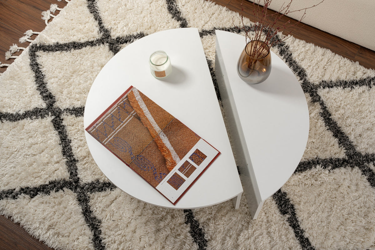 Coffee Tables - Round Coffee Table White 85 cm Melamine Orin - Dimehouse