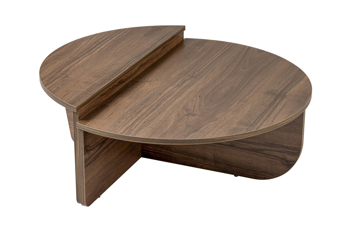 Coffee tables - Coffee table Round 85 cm Natural Walnut Melamine Orin - Dimehouse