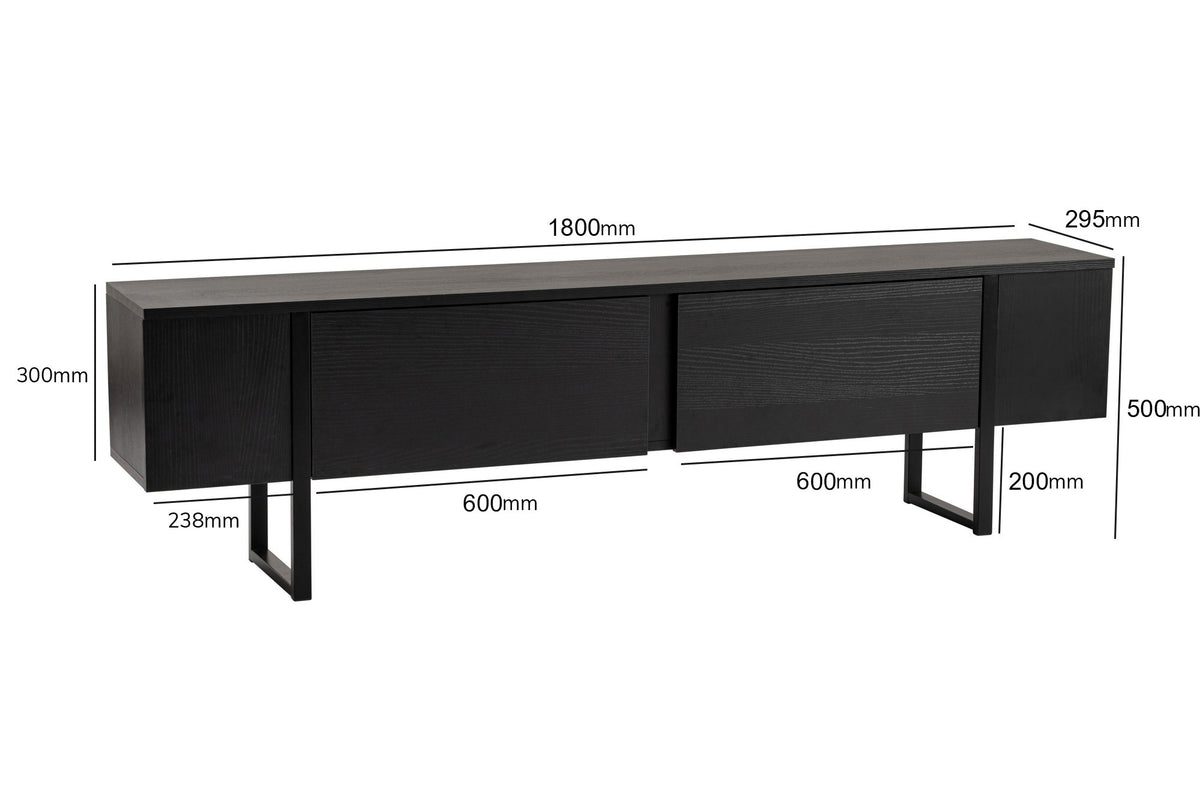 TV Furniture - TV Furniture Black Melamine black frame 180x50x29.5 cm - Blitz - Dimehouse