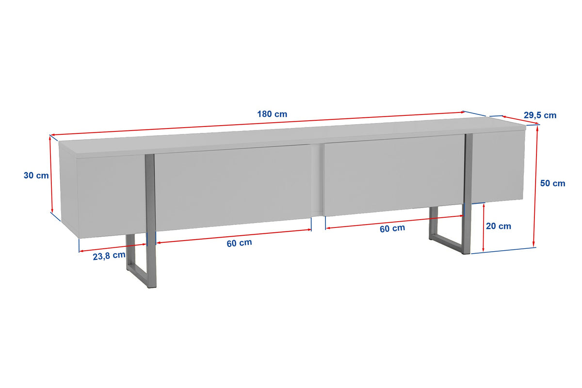 TV Furniture - TV Furniture White Melamine Blitz 50x180x29.5 cm - Dimehouse