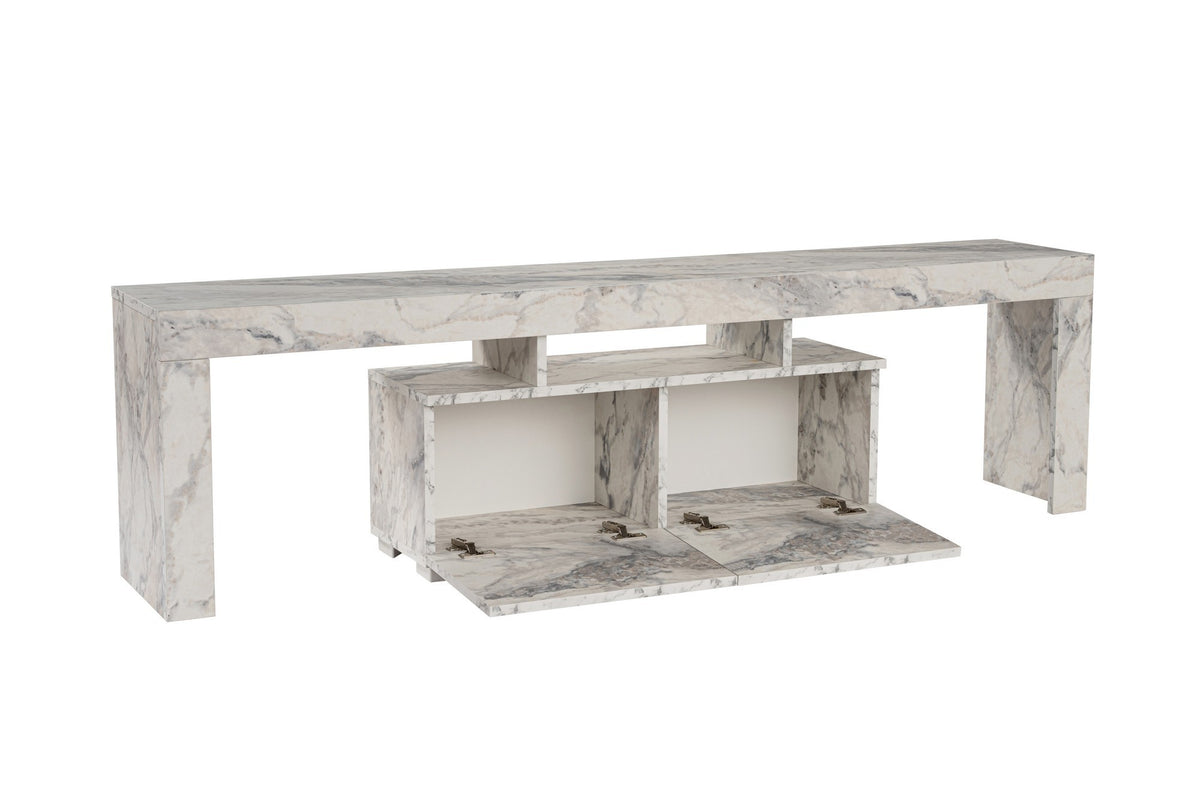 TV Furniture - TV Furniture Marble Melamine Vertex 50x180x31.3 cm - Dimehouse