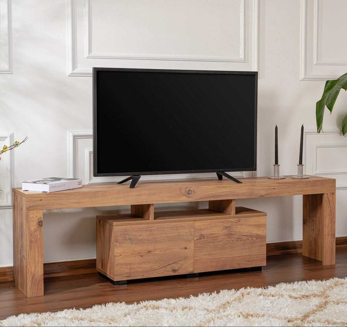 TV Furniture - TV Furniture Natural Melamine Vertex 50x180x31.3 cm - Dimehouse