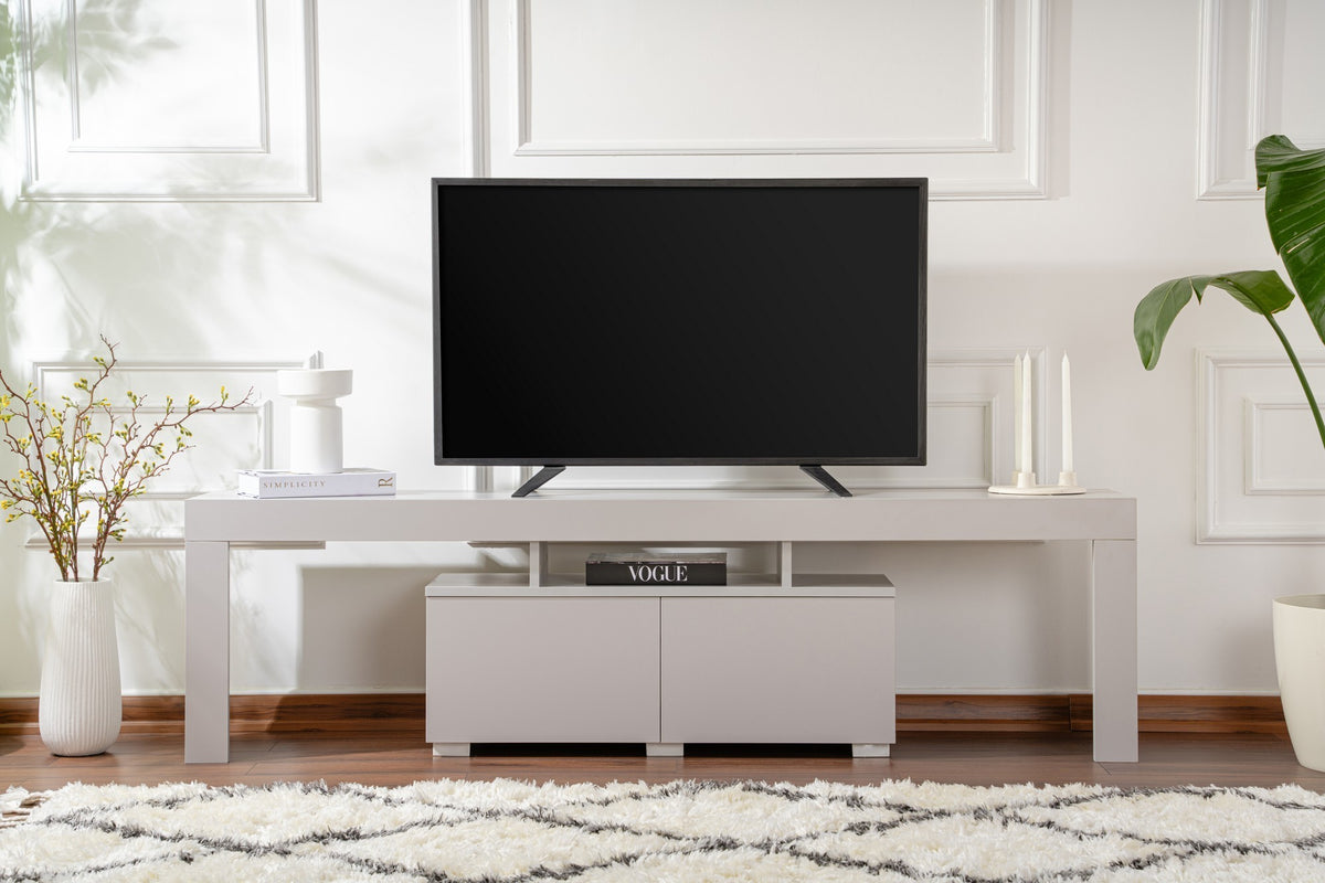 TV Furniture - TV Furniture Gray Melamine Vertex 50x180x31.3 cm - Dimehouse