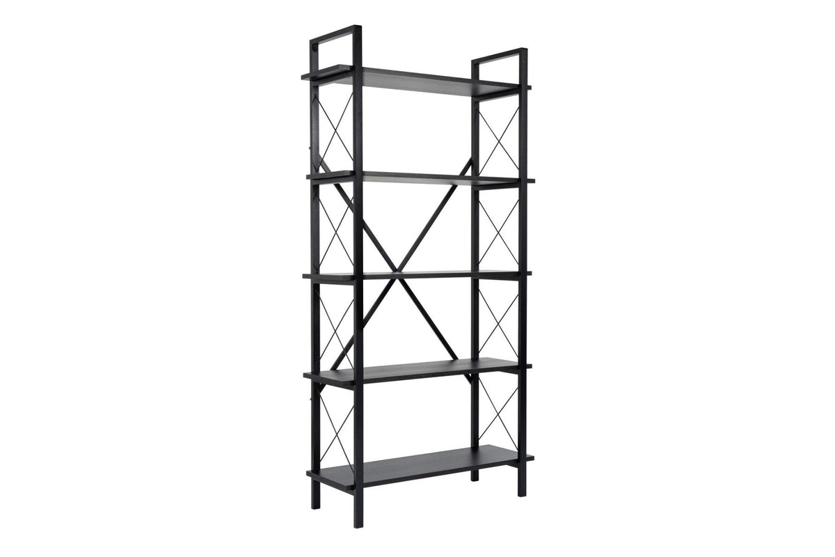 Bookcases - Industrial bookcase black melamine Ely - Black Frame - 180x90 cm - Dimehouse