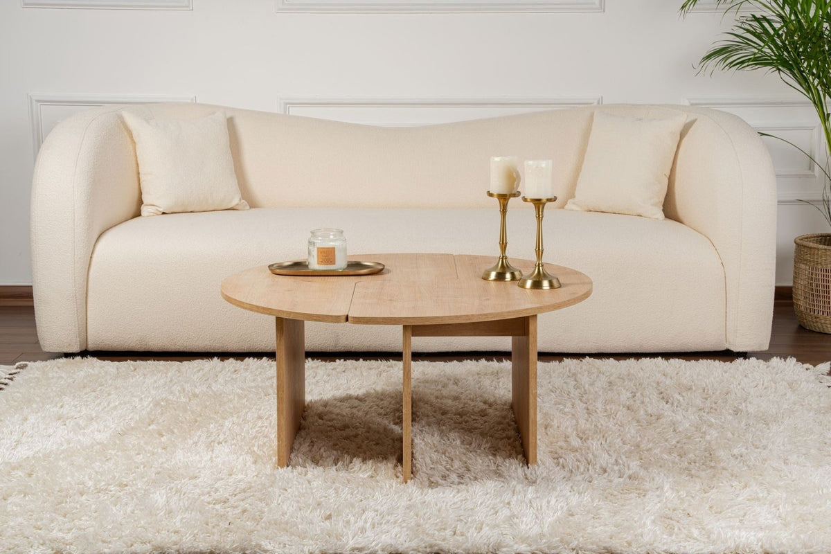 Coffee tables - Round Coffee Table Moari Oak Melamine 90 cm - Dimehouse