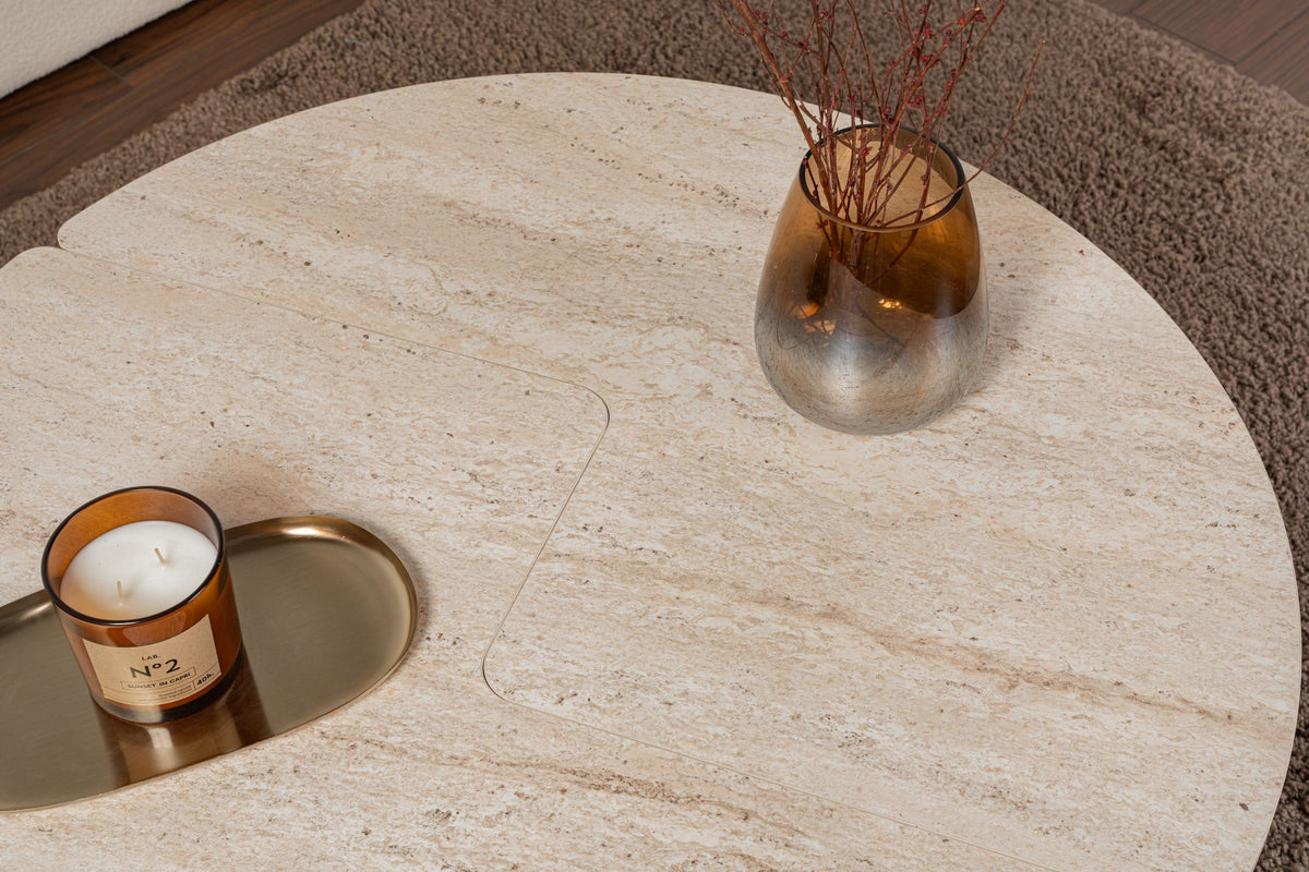 Coffee tables - Coffee table Set of 2 Travertine Maira - Melamine - Dimehouse