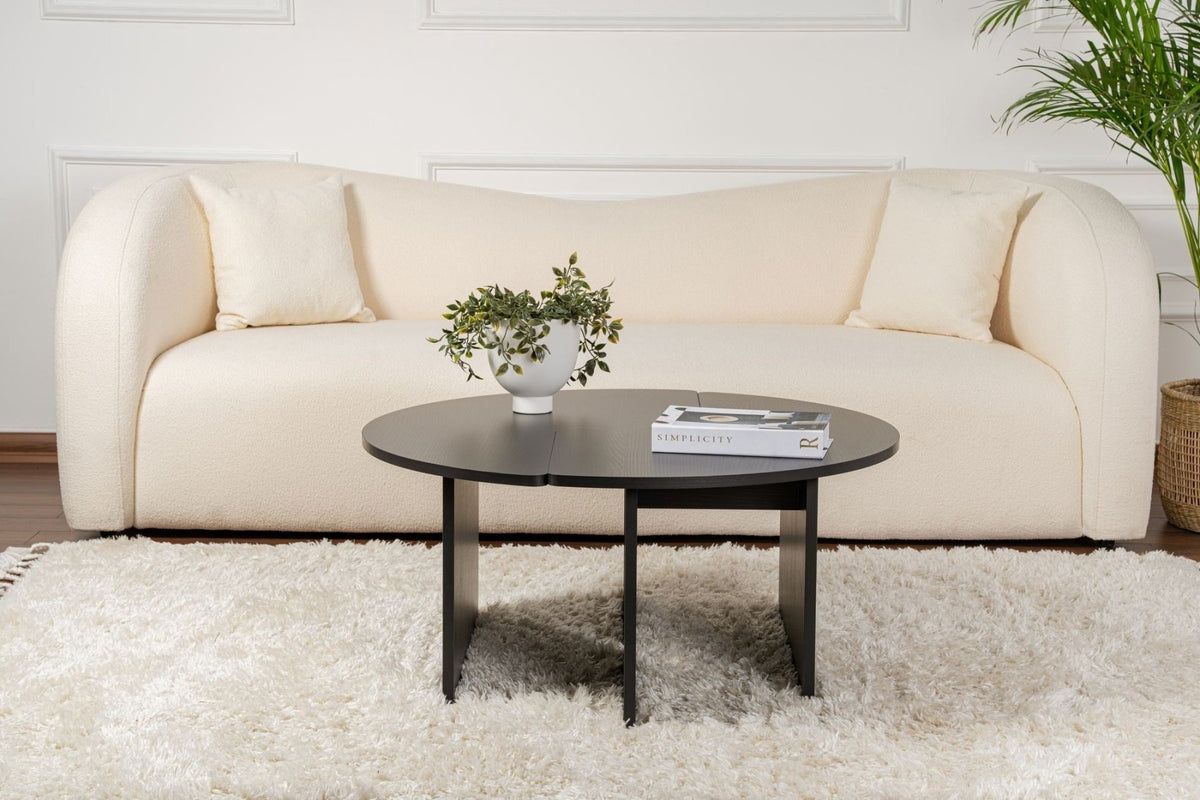 Coffee tables - Round Coffee Table Moari Black Melamine 90 cm - Dimehouse
