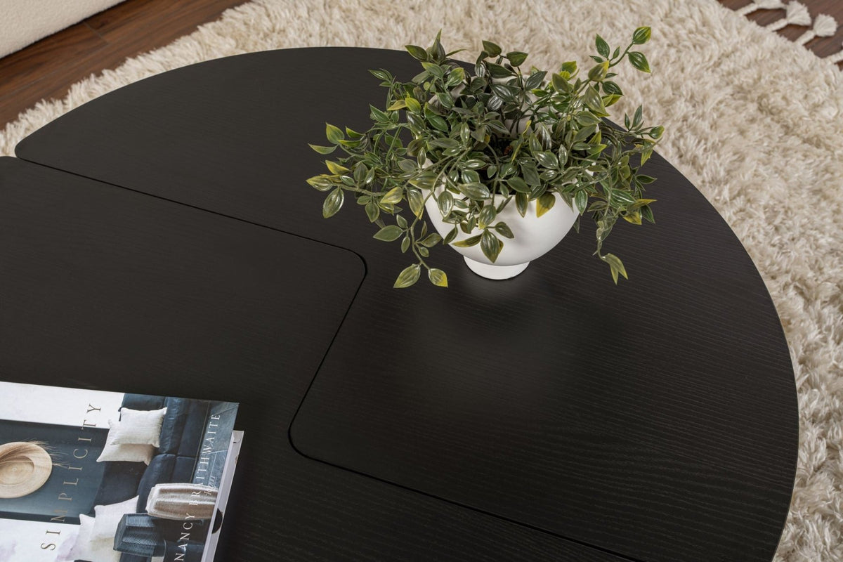 Coffee tables - Round Coffee Table Moari Black Melamine 90 cm - Dimehouse