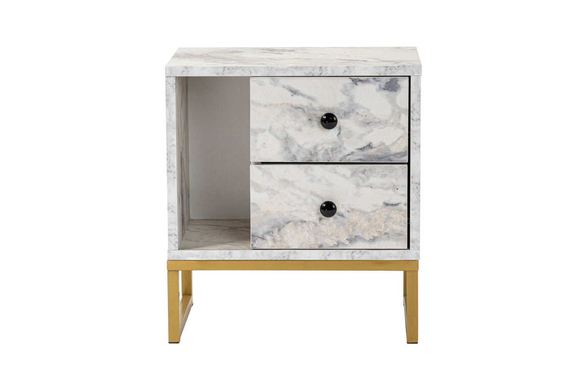 Bedside tables - Bedside table Marble Melamine Gold Frame Pulsar - Dimehouse