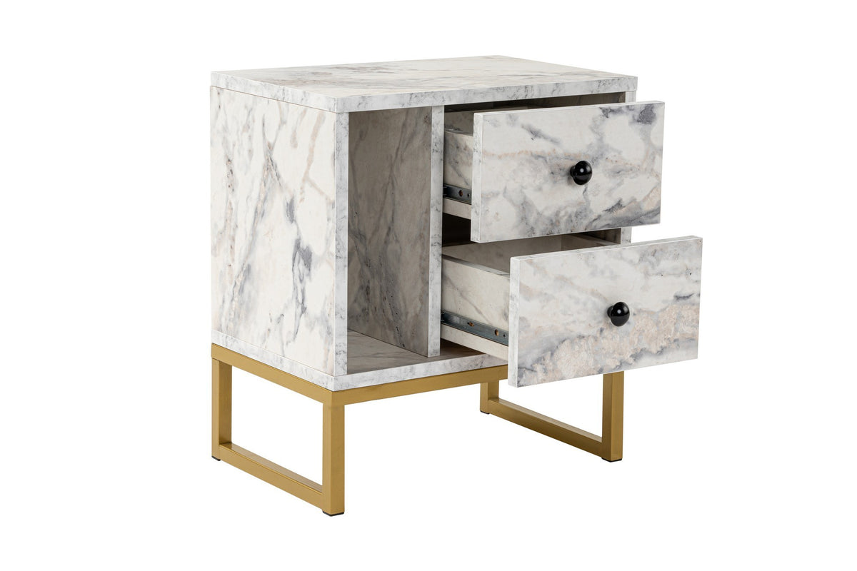 Bedside tables - Bedside table Marble Melamine Gold Frame Pulsar - Dimehouse