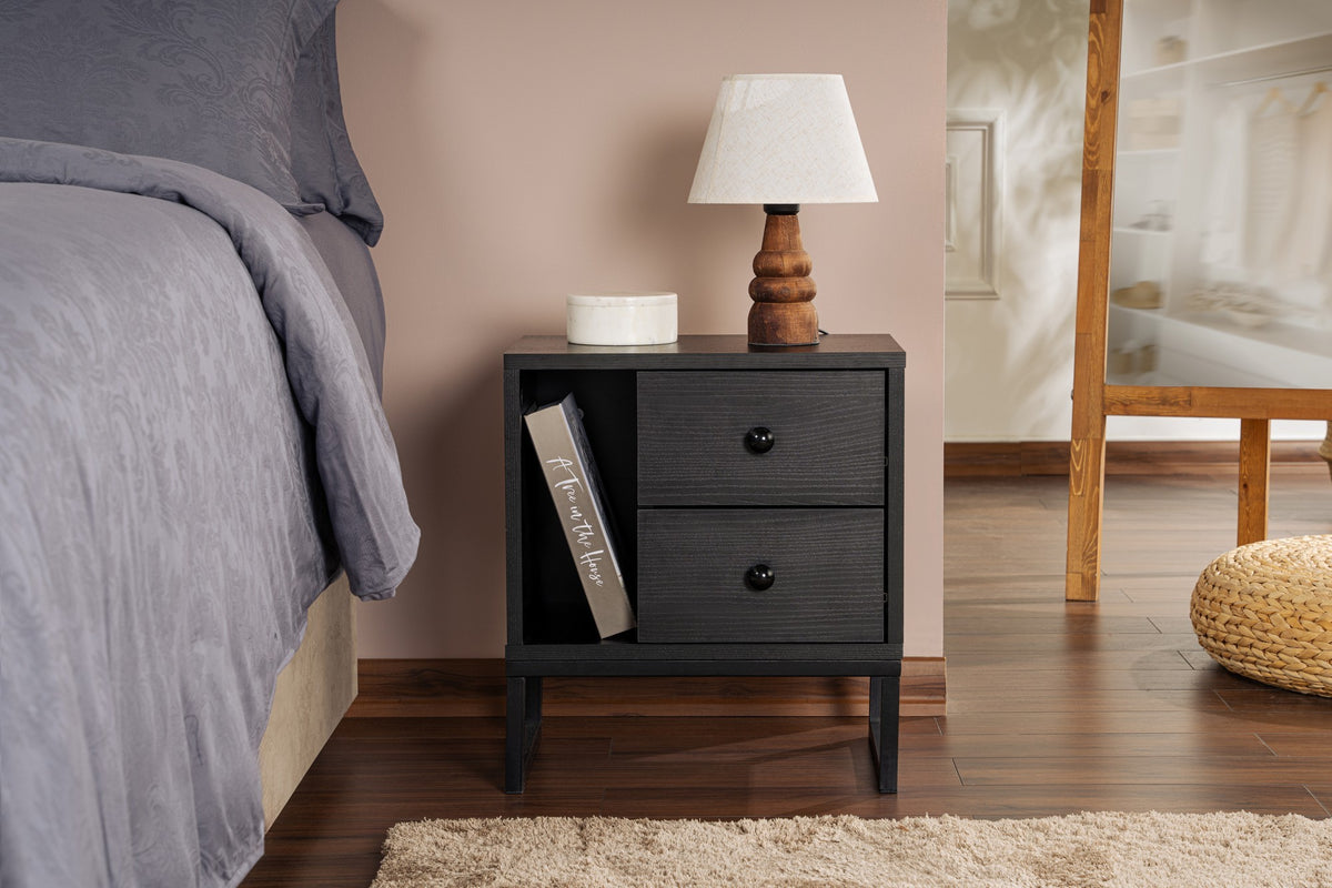 Bedside tables - Bedside table Black Melamine Pulsar - Dimehouse