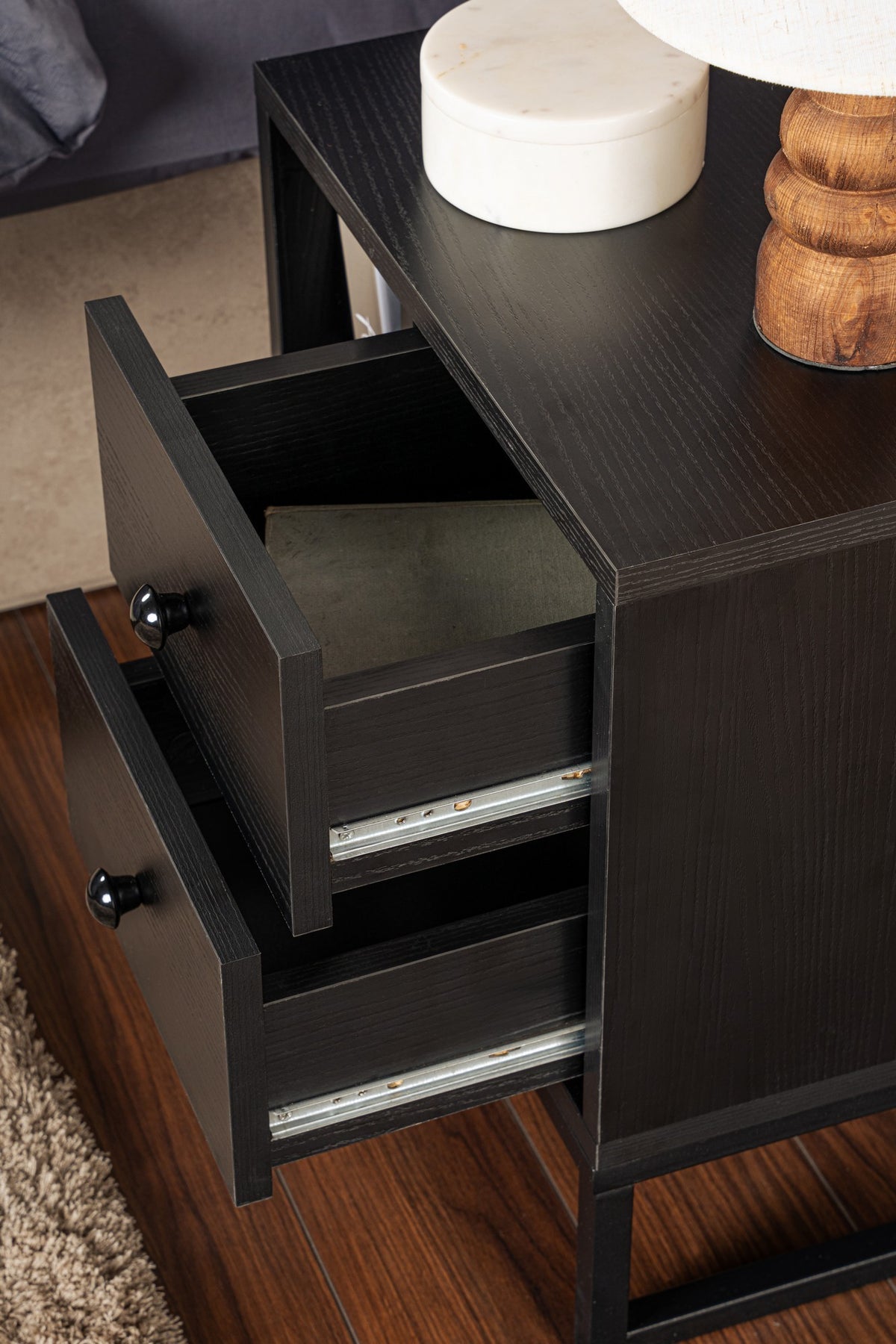 Bedside tables - Bedside table Black Melamine Pulsar - Dimehouse