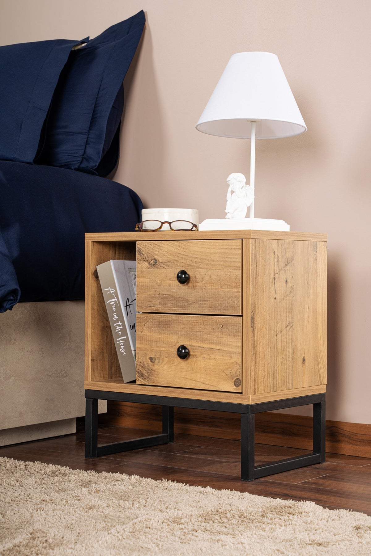 Bedside tables - Bedside table Natural Melamine Pulsar - Dimehouse