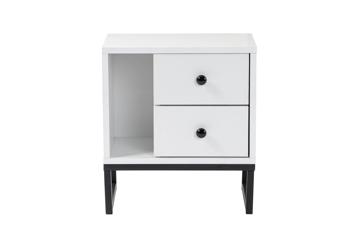 Bedside tables - Bedside table White Melamine Pulsar - Black Frame - Dimehouse