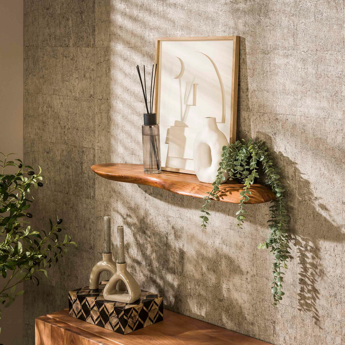 Wall shelves - Wall shelf Acacia Nala 90 cm - Solid Wood - Dimehouse