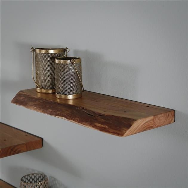 Wall shelf Durris DH Interior Acacia LxWxH 63x22x7 Acacia wood Atmospheric photo diagonal front view