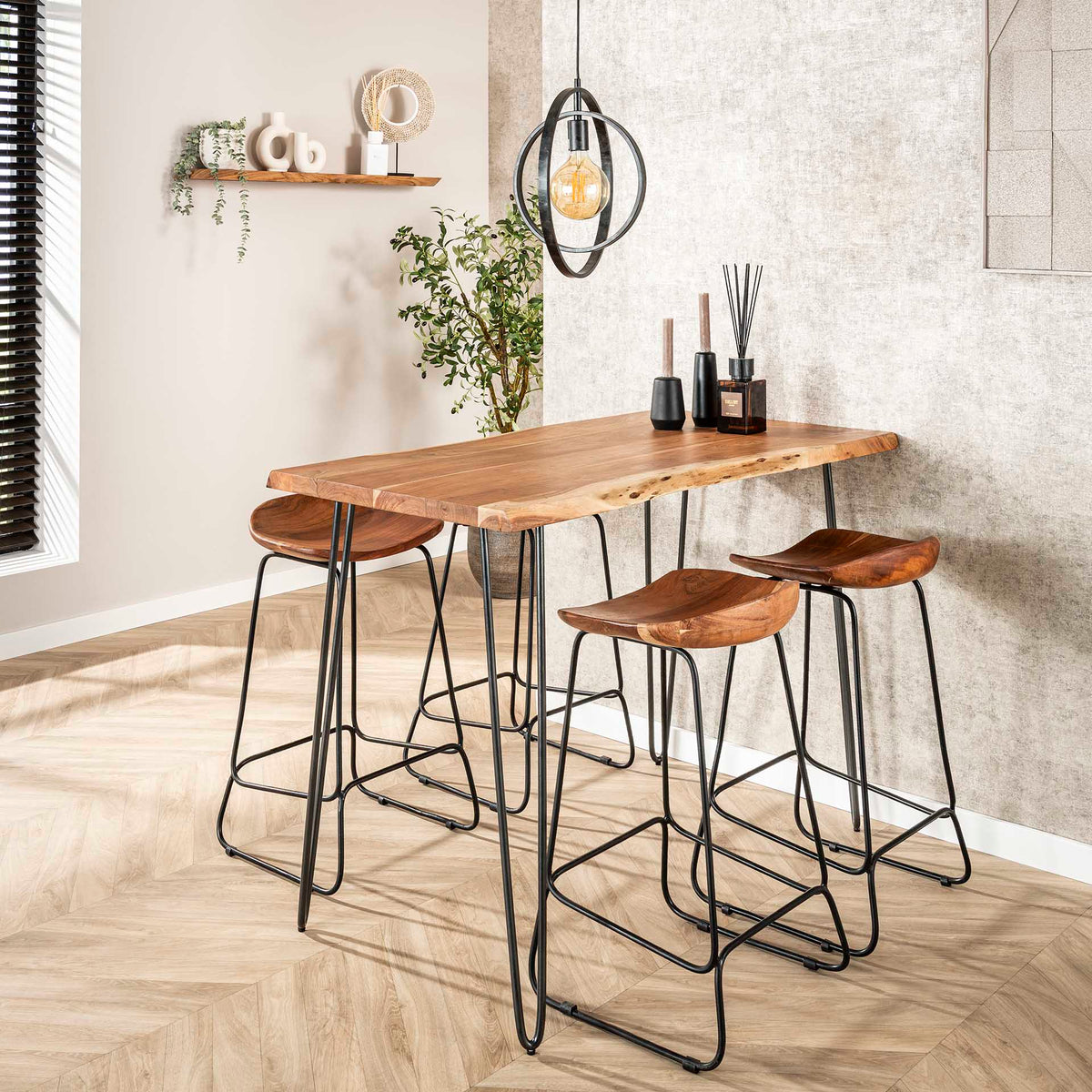 Bar tables - Industrial Bar table Acacia wood Elin 130 cm - Dimehouse
