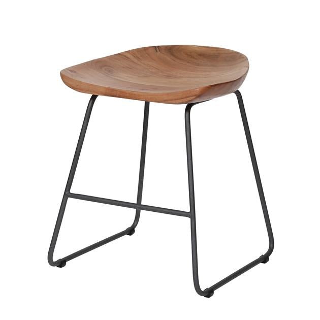Bar Stools - Set of 2 Industrial Low Stools Acacia Wood Novi - Seat Height 52 cm - Without Backrest - Dimehouse