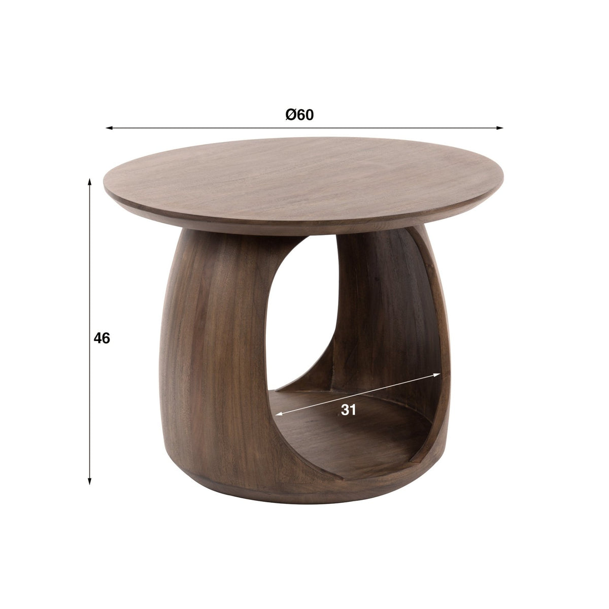 Side tables - Side table Nore Solid Acacia Brown 60x60x46 cm - Dimehouse