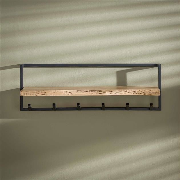 Coat rack Dewi DH Interior Acacia LxWxH 104x36x17 Acacia wood Atmospheric photo front view