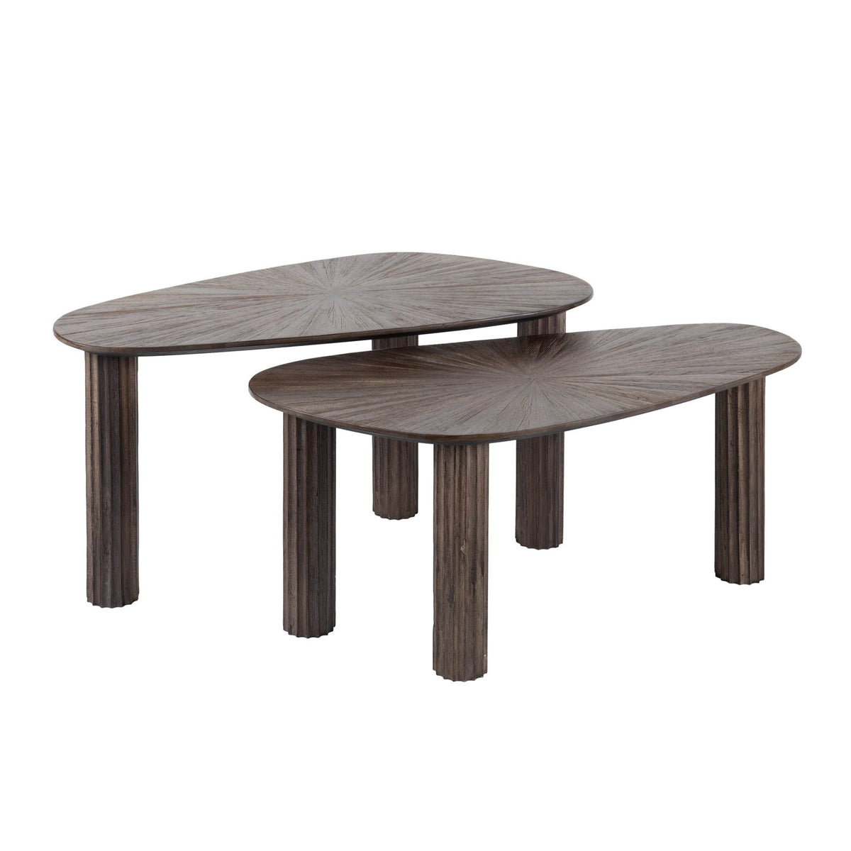 Coffee tables - Coffee table set of 2 Myla Organic Teak Wood Brown - Japandi - Dimehouse