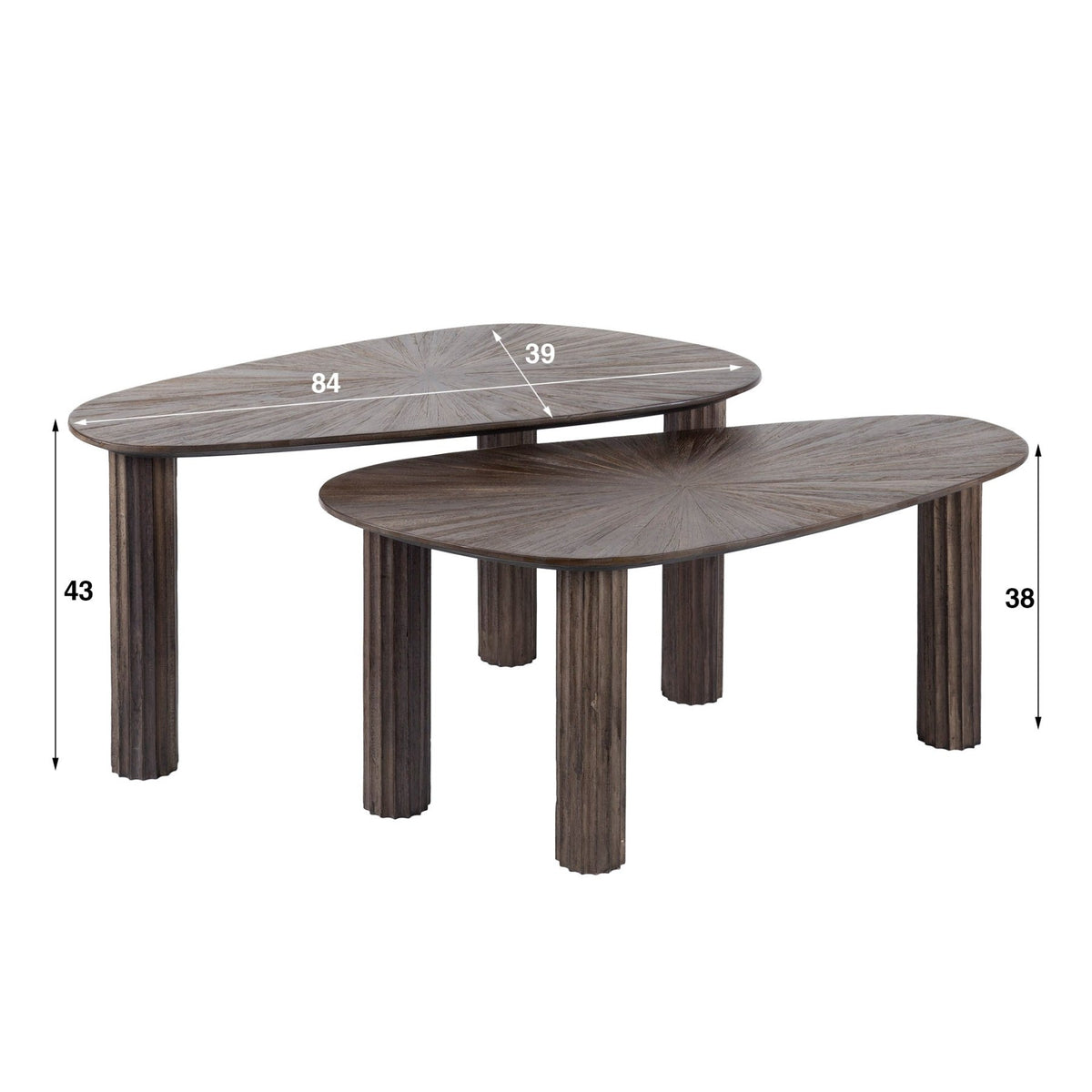 Coffee tables - Coffee table set of 2 Myla Organic Teak Wood Brown - Japandi - Dimehouse
